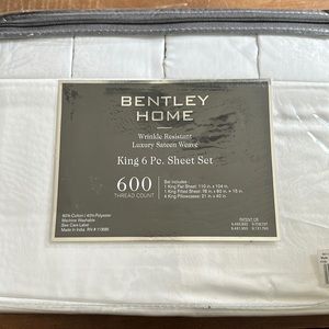 600 Threads BENTLEY HOME 6 pc set KING white
